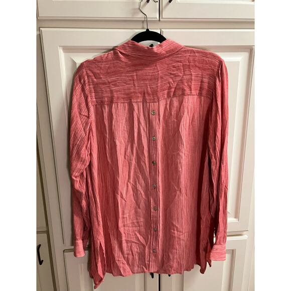 Soft surroundings Large Coral Top Viscose Long Sleeve Button Down Lightweight - Picture 3 of 5